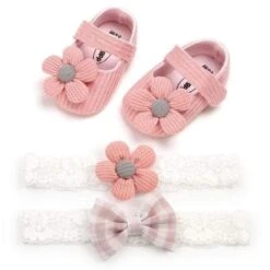 Matching Baby Shoes & Hair Band For Girl Baby Age 0-18 Months -Baby Products Store 0 18m baby cotton first walkers p2 0 6 months china proactive baby 32022071148697
