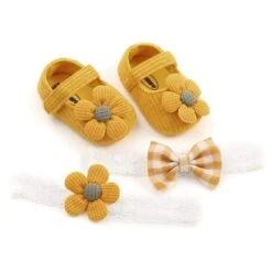 Matching Baby Shoes & Hair Band For Girl Baby Age 0-18 Months -Baby Products Store 0 18m baby cotton first walkers proactive baby 32022067511449