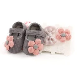 Matching Baby Shoes & Hair Band For Girl Baby Age 0-18 Months -Baby Products Store 0 18m baby cotton first walkers proactive baby 32022072393881
