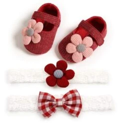 Matching Baby Shoes & Hair Band For Girl Baby Age 0-18 Months