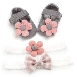Matching Baby Shoes & Hair Band For Girl Baby Age 0-18 Months -Baby Products Store 0 18m baby cotton winter first walkers proactive baby 32022067806361