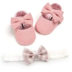 Proactive Baby's Baby Shoes & Matching Hair Band For Girl Baby Age 0-18 Months -Baby Products Store 0 18m baby girl winter first walkers cream 0 6 months proactive baby 32022725066905