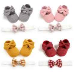 Proactive Baby's Baby Shoes & Matching Hair Band For Girl Baby Age 0-18 Months