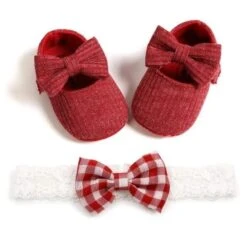 Proactive Baby's Baby Shoes & Matching Hair Band For Girl Baby Age 0-18 Months -Baby Products Store 0 18m baby girl winter first walkers red 0 6 months proactive baby 32022453682329