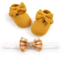 Proactive Baby's Baby Shoes & Matching Hair Band For Girl Baby Age 0-18 Months -Baby Products Store 0 18m baby girl winter first walkers yellow 0 6 months proactive baby 32022453420185