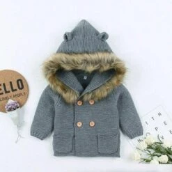 Pudcoco™ Newborn/Infant Long Sleeve Winter Warm Coat With Fur Hoodie For Age 02-24M -Baby Products Store 2019 baby spring autumn clothing newborn infant baby boy girl long sleeve knit outfits warm winter coat 3d ears outerwear 02 24m gray 18m proactive baby 36622738653426