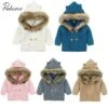 Pudcoco™ Newborn/Infant Long Sleeve Winter Warm Coat With Fur Hoodie For Age 02-24M