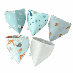 5Pcs Adorable Baby Bibs Triangle Scarf Cotton