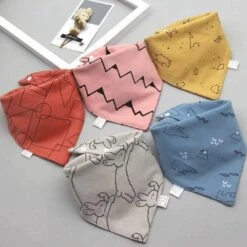 5Pcs Baby Cute Bibs Triangle Scarf - 100% Cotton