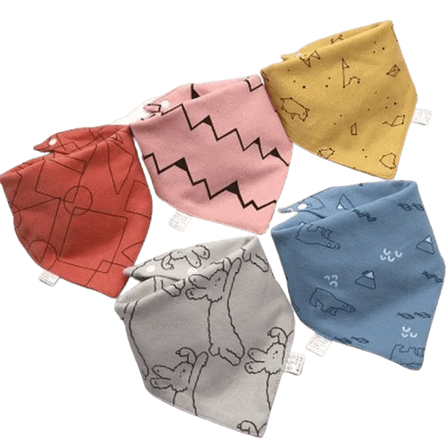 5Pcs Baby Cute Bibs Triangle Scarf - 100% Cotton 7 5Pcs Baby Cute Bibs Triangle Scarf - 100% Cotton - Image 7