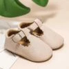 KIDSUN Newborn Baby Shoes With PU Leather Boy Girl Shoes - Toddler Rubber Sole Anti-slip First Walkers Infant