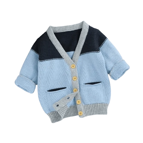 Baby Button-up V-Neck Knit Sweater Casual Toddler Wear 1 Baby Button-up V-Neck Knit Sweater Casual Toddler Wear