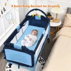 Babyjoy™ Portable Baby Crib/ Bassinet With Playard 22 Babyjoy™ Portable Baby Crib/ Bassinet With Playard -Baby Products Store babyjoy portable baby crib bassinet with playard bc10006bl united states proactive baby 37028574822642