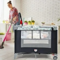 Babyjoy Portable Baby Crib With Diaper Changer -Baby Products Store babyjoy portable baby crib with diaper changer proactive baby 37028851417330