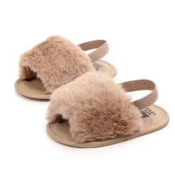 Baywell Baby Girls Faux Fur Slides Sandals