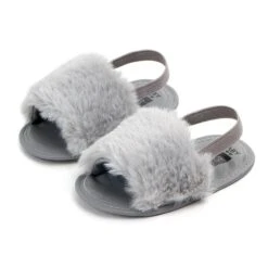 Baywell Baby Girls Faux Fur Slides Sandals -Baby Products Store baywell baby girls faux fur slides sandals baby footwear proactive baby 40078670856434