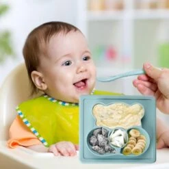 Bear Baby Silicon Plate With Built-In Placements -Baby Products Store bear baby silicon plate with built in placements baby dinning plate proactive baby bear baby silicon plate with built in placements i baby dinning silicon set 31523030171801