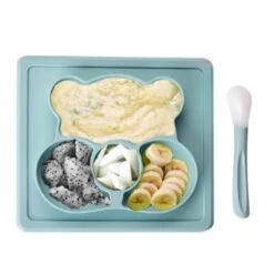 Bear Baby Silicon Plate With Built-In Placements -Baby Products Store bear baby silicon plate with built in placements baby dinning plate proactive baby bear baby silicon plate with built in placements i baby dinning silicon set 31573973794969