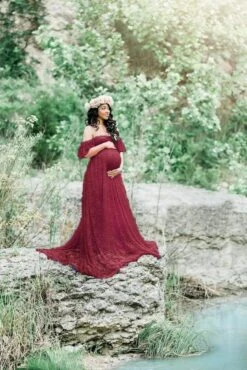 Beautiful Maternity Dresses For Photo Shoot Pregnant Dress Lace Maxi Gown -Baby Products Store beautiful maternity dresses for photo shoot pregnant dress lace maxi gown wine red s proactive baby 40101120966898