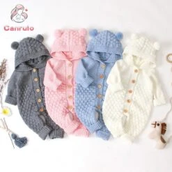 Canrulo™ Winter Newborn Hooded Jumpsuit Romper Sweater