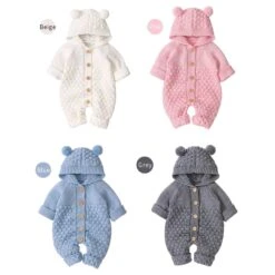 Canrulo™ Winter Newborn Hooded Jumpsuit Romper Sweater -Baby Products Store canrulo winter newborn hooded jumpsuit romper sweater baby toddler proactive baby 36588451430642