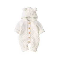 Canrulo™ Winter Newborn Hooded Jumpsuit Romper Sweater -Baby Products Store canrulo winter newborn hooded jumpsuit romper sweater white 12m baby toddler proactive baby 36588451397874