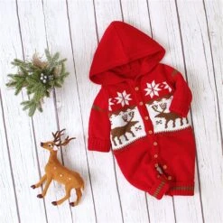 ProactiveBaby Christmas Newborn Baby Romper I Animal Reindeer Cartoon Printed Hooded Romper