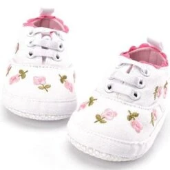 ComfyBaby Cute Baby Girl Shoes With Floral Embroidery Print -Baby Products Store comfybaby cute baby girl shoes with floral embroidery print model 1 white 0 6 months proactive baby 38385948000498