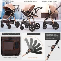 Cynebaby Convertible Bassinet & Luxury Stroller/Pram Stroller -Baby Products Store cynebaby convertible bassinet stroller luxury pram stroller added cup holder footmuff and stroller tray proactive baby 36882722357490