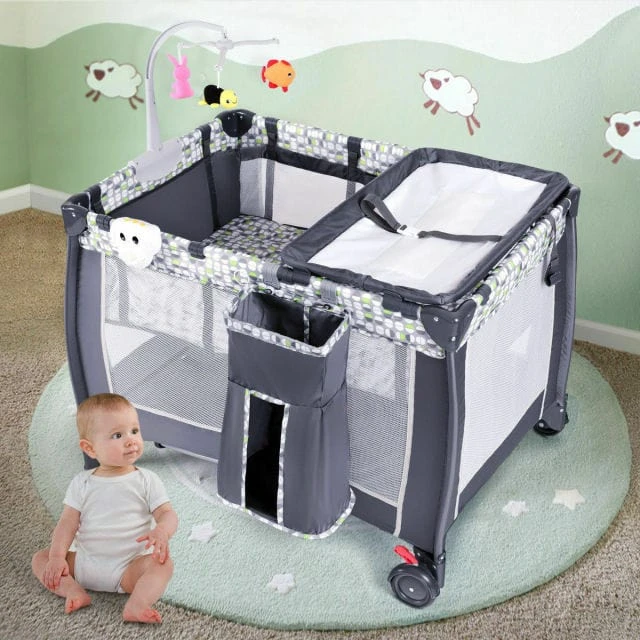 Foldable Travel Baby Crib Playpen I Infant Bassinet Bed With Mosquito Net 2 Foldable Travel Baby Crib Playpen I Infant Bassinet Bed With Mosquito Net - Image 2