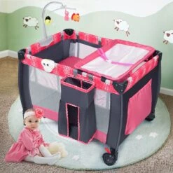 Foldable Travel Baby Crib Playpen I Infant Bassinet Bed With Mosquito Net