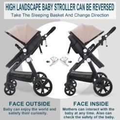 CyneBaby High-view Baby Stroller With Reversible Cradle -Baby Products Store high view baby stroller with reversible cradle and luxury seat three in one shockproof comfortable and safe proactive baby 36860959031538