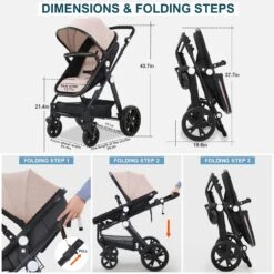 CyneBaby High-view Baby Stroller With Reversible Cradle -Baby Products Store high view baby stroller with reversible cradle and luxury seat three in one shockproof comfortable and safe proactive baby 36860959654130