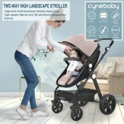 CyneBaby High-view Baby Stroller With Reversible Cradle -Baby Products Store high view baby stroller with reversible cradle and luxury seat three in one shockproof comfortable and safe proactive baby 36860960178418