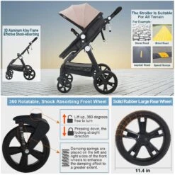 CyneBaby High-view Baby Stroller With Reversible Cradle -Baby Products Store high view baby stroller with reversible cradle and luxury seat three in one shockproof comfortable and safe proactive baby 36860960276722