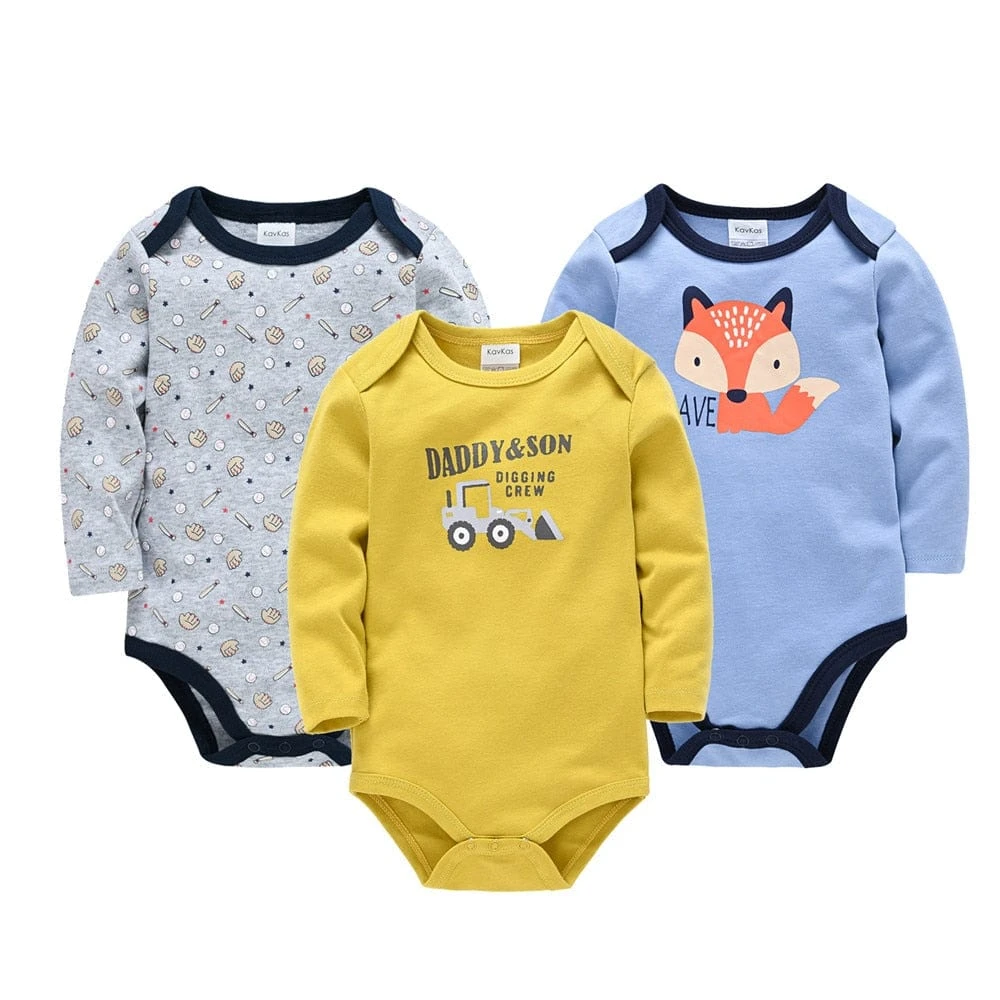 KAVKAS Stylish Baby 100% Cotton, Soft Long-Sleeve Autumn, Boy/Girl Bodysuit For Newborn Toddler 3 KAVKAS Stylish Baby 100% Cotton, Soft Long-Sleeve Autumn, Boy/Girl Bodysuit For Newborn Toddler - Image 3