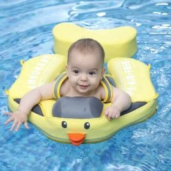 Mambobaby Float For Newborn/Toddler Swimming Float With Canopy - Yellow Duck -Baby Products Store mambobaby baby swim float with canopy non inflatable solid baby float soft3