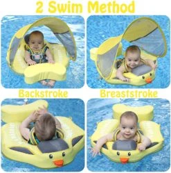 Mambobaby Float For Newborn/Toddler Swimming Float With Canopy - Yellow Duck -Baby Products Store mambobaby baby swim float with canopy non inflatable solid baby float soft6