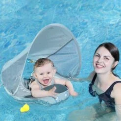MamboBaby™ Baby Swim Float With Sun-Shade Canopy Age 3-24 Months - Insect Variant -Baby Products Store mambobaby elephant swim float baby float for swimming pool proactive baby non inflatable baby float with sunshade canopy infant pool swim trainer 30259651346585