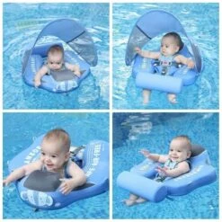 MamboBaby™ Baby Swim Float With Sun-Shade Canopy Age 3-24 Months - Insect Variant -Baby Products Store mambobaby elephant swim float baby float for swimming pool proactive baby non inflatable baby float with sunshade canopy infant pool swim trainer 30799370813593