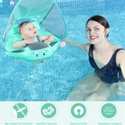 MamboBaby™ New Narwhal Swim Float For Age 3-24 Months -Baby Products Store mambobaby new narwhal swim float baby float for swimming pool proactive baby non inflatable baby float with sunshade canopy infant pool swim trainer 36686881849586
