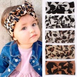 New Baby Leopard Print Headband With Bowknot