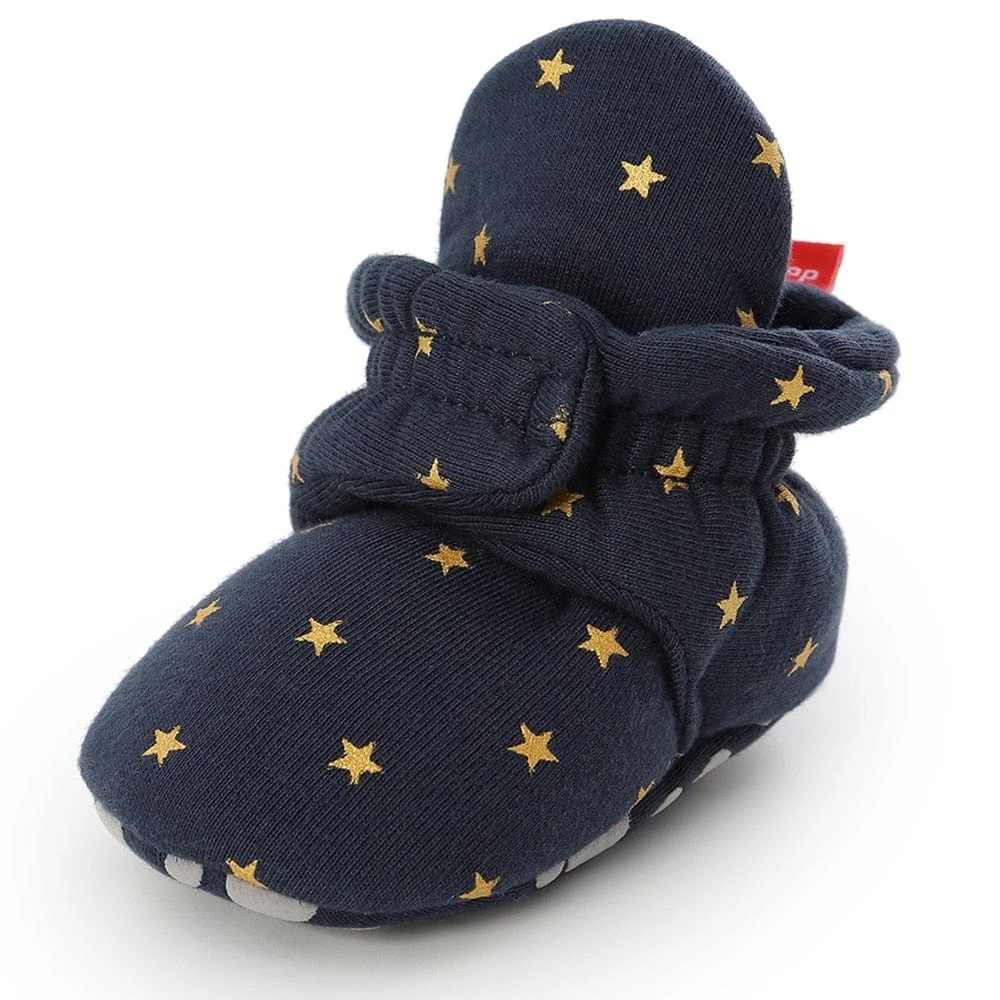 Newborn Baby Shoes With Star Print For Boy/Girl With Cute Star Prints I First Walkers Booties Comfortable Soft Anti-slip Warm Infant Shoes 4 Newborn Baby Shoes With Star Print For Boy/Girl With Cute Star Prints I First Walkers Booties Comfortable Soft Anti-slip Warm Infant Shoes - Image 4