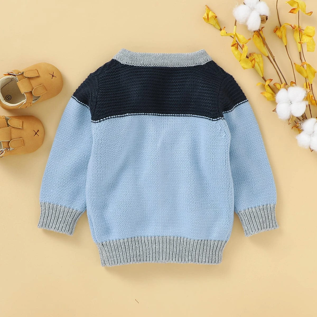 Baby Button-up V-Neck Knit Sweater Casual Toddler Wear 6 Baby Button-up V-Neck Knit Sweater Casual Toddler Wear - Image 6