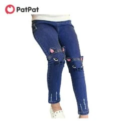 PatPat Hot Sale Casual Jeans For Girl Cute Cat Design -Baby Products Store patpat hot sale casual jeans for girl cute cat design proactive baby 40156780626162