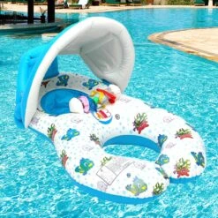 ProBaby Inflatable Baby & Parent Swimming Ring Float With Sun Canopy 31 ProBaby Inflatable Baby & Parent Swimming Ring Float With Sun Canopy -Baby Products Store probaby inflatable baby parent swimming ring float with sun canopy proactive baby 37114959823090