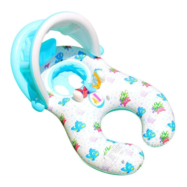 ProBaby Inflatable Baby & Parent Swimming Ring Float With Sun Canopy 3 ProBaby Inflatable Baby & Parent Swimming Ring Float With Sun Canopy - Image 3
