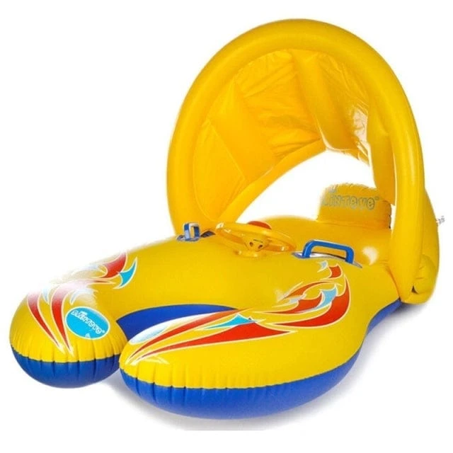 ProBaby Inflatable Baby & Parent Swimming Ring Float With Sun Canopy 2 ProBaby Inflatable Baby & Parent Swimming Ring Float With Sun Canopy - Image 2