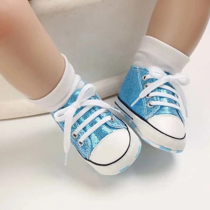 Sequined Canvas Baby Sneakers For Boys/Girls 2 Sequined Canvas Baby Sneakers For Boys/Girls - Image 2