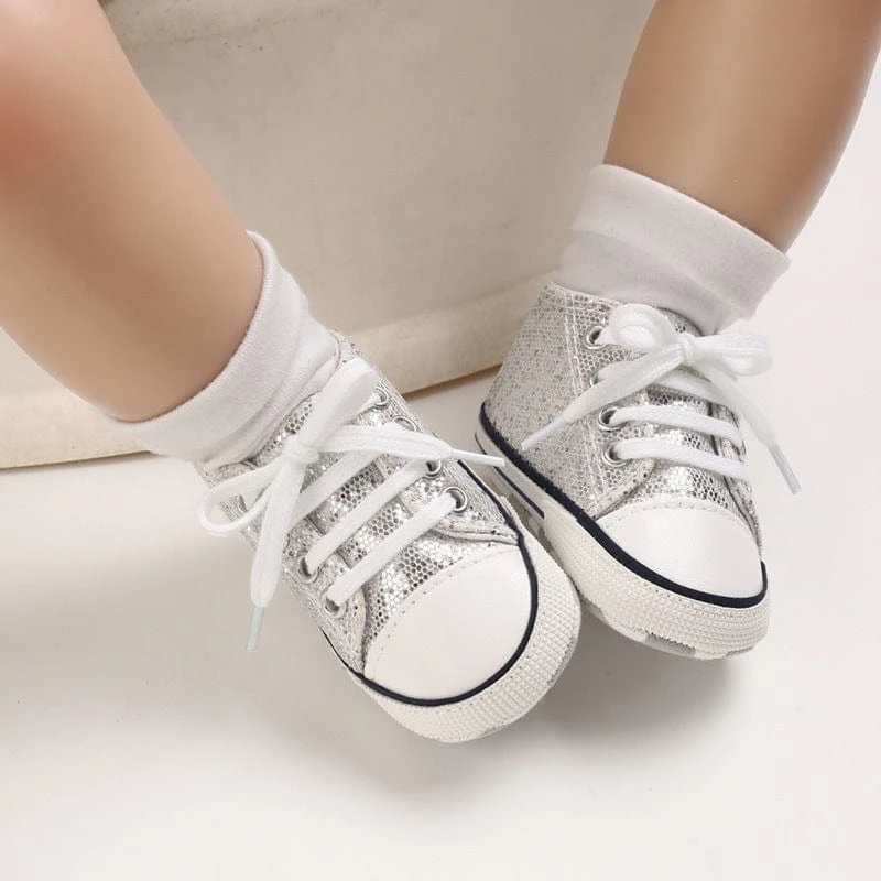 Sequined Canvas Baby Sneakers For Toddlers 2 Sequined Canvas Baby Sneakers For Toddlers - Image 2